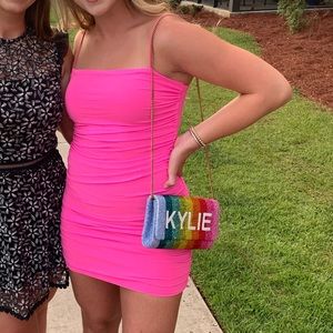 Princess Polly hot pink stretchy dress with cutout